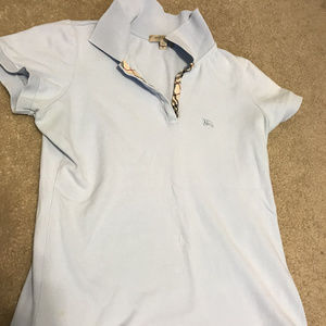 Burberry Baby Blue Polo Size S